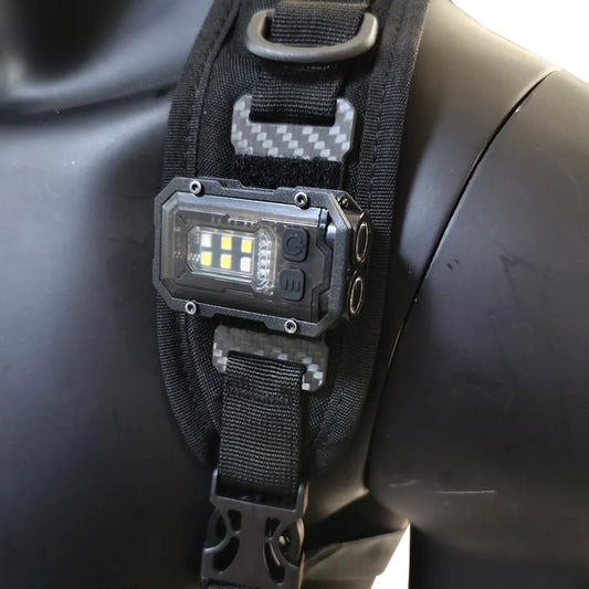 Taktische Taschenlampe EDC – wiederaufladbare Mini-USB-Sicherheitslampe mit Haken- und Schlaufenplatte für Rucksack, Helm oder Weste