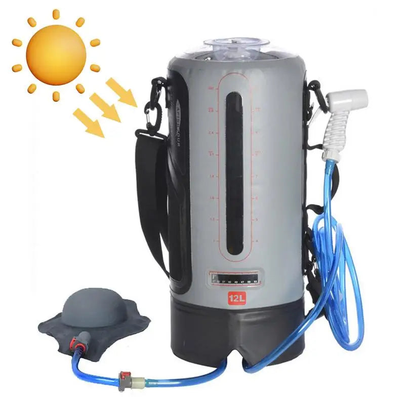Draagbare Camping Douche – 12L Outdoor Douchezak met Voetpomp & Warmwaterfunctie