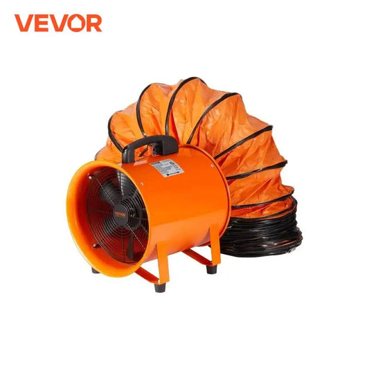 8 Inch Industriële Afzuigventilator – 230W Ventilator met 5M/10M PVC Luchtslang | Draagbare Extractor voor Magazijn & Werkplaats