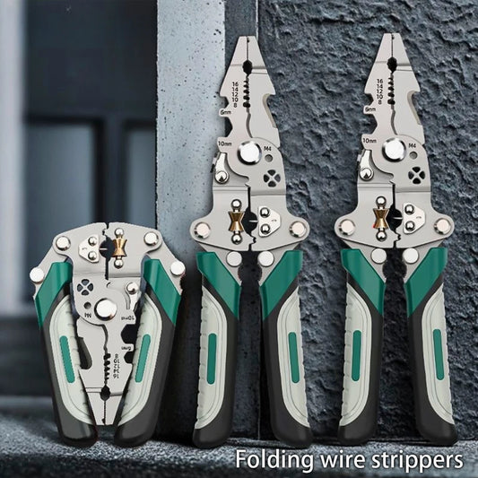Vouwbare Draadstripper met Katrolontwerp – Multifunctionele Elektricien Draadverdeler, Krimptangen en Windingtangen
