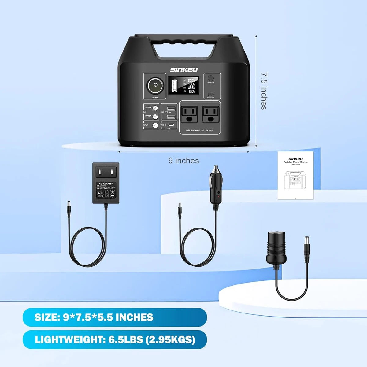 Draagbare Powerstation 300W/150W – LiFePO4 Solar Generator met AC/DC/USB/USB-C, 80000mAh voor Camping, CPAP & RV