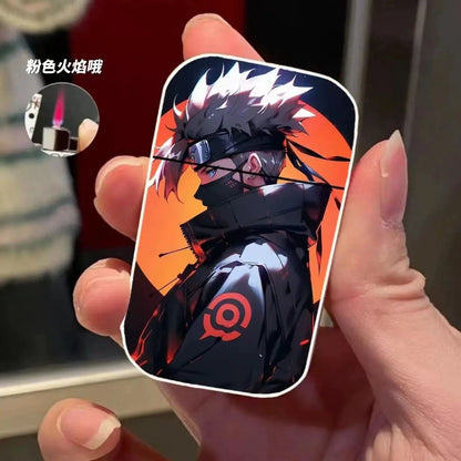 Naruto Anime Lichter – Creatieve Metalen Windproof Elektronische Aansteker met Roze Vlam, Perfect Cadeau voor Jongens en Fans