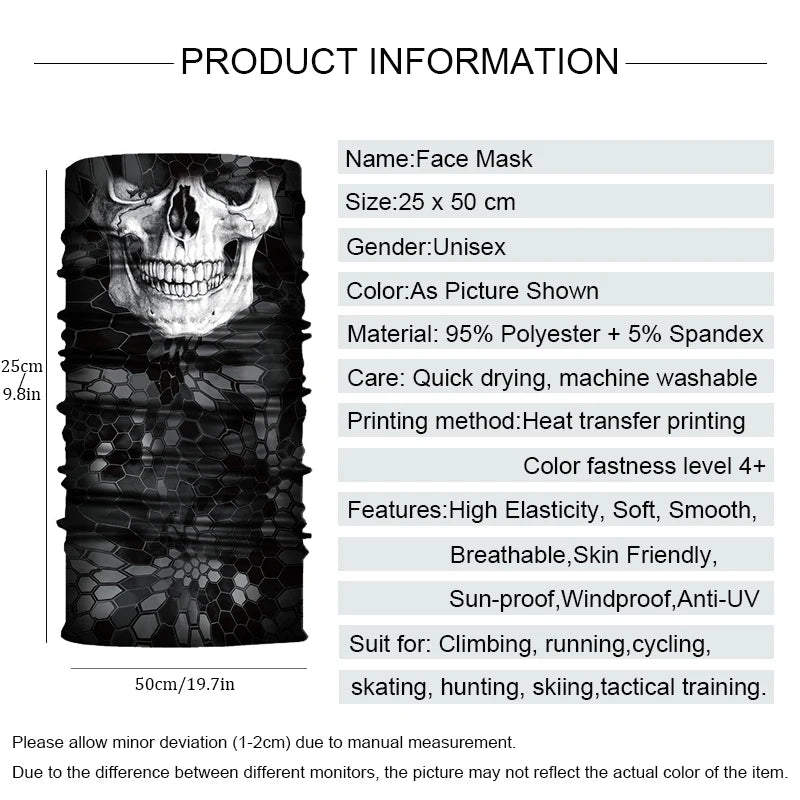 Fiets Bandana Sjaal – Naadloze Tactical Nekhoes & Balaclava – Fiets-, Ski- & Motor Masker voor Mannen – Outdoor Hiking & Vissen