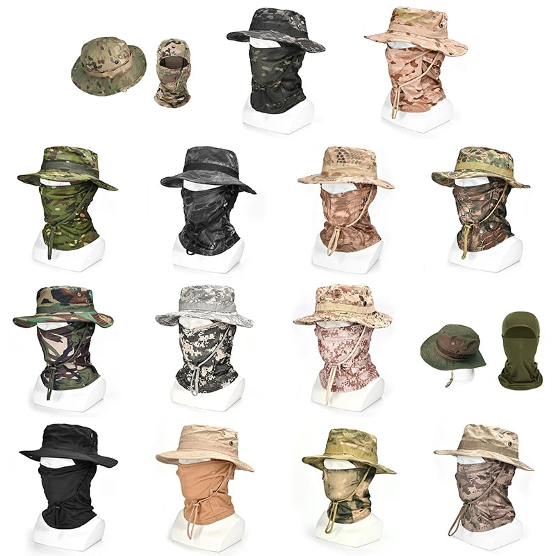 Tactische Camouflage Hoed met UV-bescherming - Verstelbare Outdoor Boonie Hoed voor Hiking, Vissen en Zonbescherming