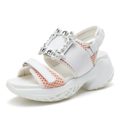 Dames Crystal Sportsandalen – Comfortabele Zomer Sandalen met Elastische Teenband en Klittenband