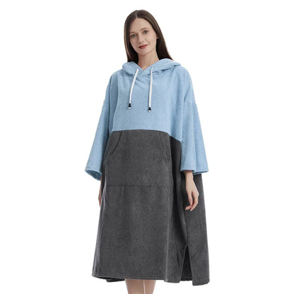 Quick-Dry Badjas Poncho - Surfponcho met Kap, Winddicht en Warm voor Stranden, Zwemmen en Duiken