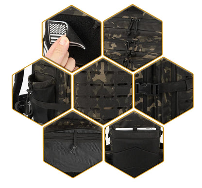 25L/45L Tactische Rugzak met Laser Cut MOLLE – Outdoor & Gym Rugtas met Bekerhouders voor Heren & Dames