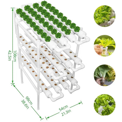 Hydroponische Kweeksysteem Kit – 3-lagen, 108 plantlocaties, soilless kweekoplossing voor groenten en kruiden binnenshuis