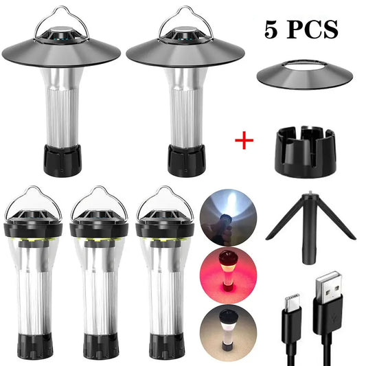 3000mAh Camping Lantaarn met Magnetische Basis - Multifunctionele Led Zaklamp, 5 Verlichtingsmodi en USB Oplaadbare Noodlamp