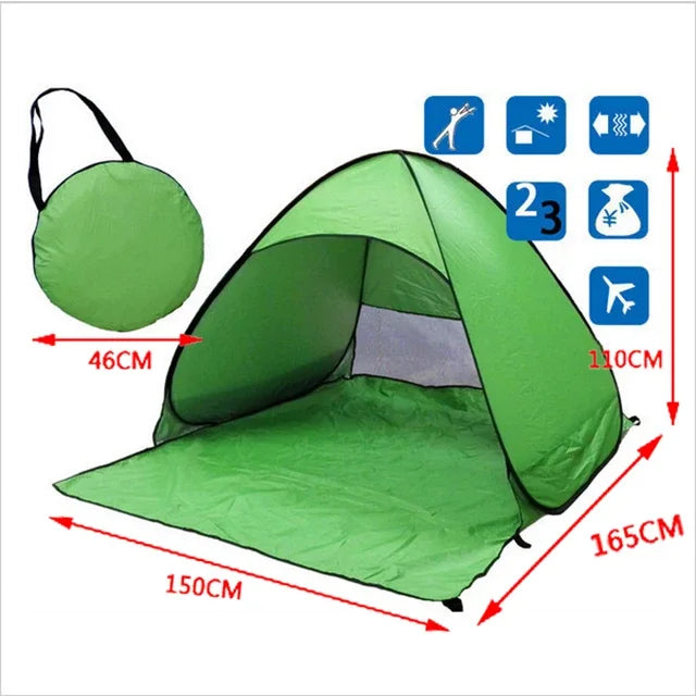 Snelle Automatische Strandtent – Draagbare UPF50+ Zonnescherm Tent voor Camping, Vissen & Outdoor