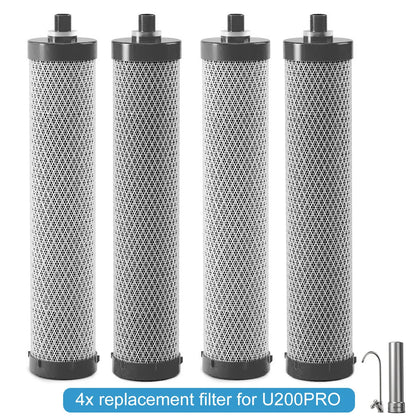 4x Vervangingsfilters voor U200PRO – Onder-de-Gootsteen Waterfilter Verwijdert 99% Bacteriën, Chloor, Lood en Geur