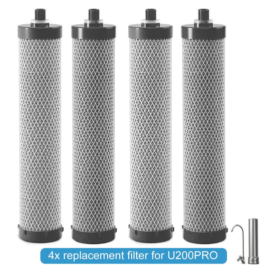 4x Vervangingsfilters voor U200PRO – Onder-de-Gootsteen Waterfilter Verwijdert 99% Bacteriën, Chloor, Lood en Geur