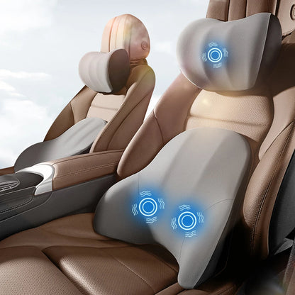Elektrisch massagekussen auto – Vibrerende lendensteun & nekkussen – Ergonomische autostoel ondersteuning