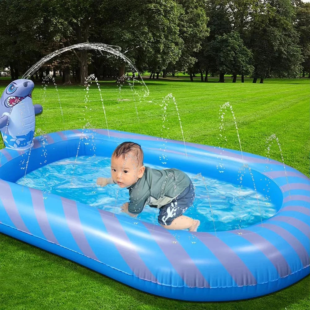 Opblaasbare Kinder Zwembad met Sprinkler – Draagbaar en Vouwbaar Splash Pad voor Buiten, Strand en Camping