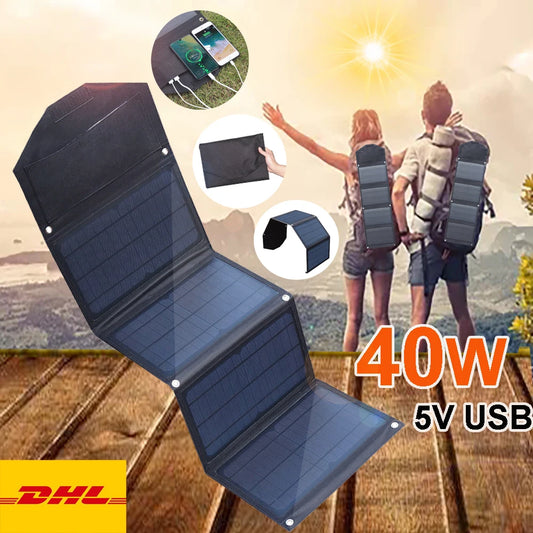 40W Opvouwbaar Zonnepaneel – Draagbare USB Solar Oplader voor Telefoon & Powerbank, Camping & Outdoor