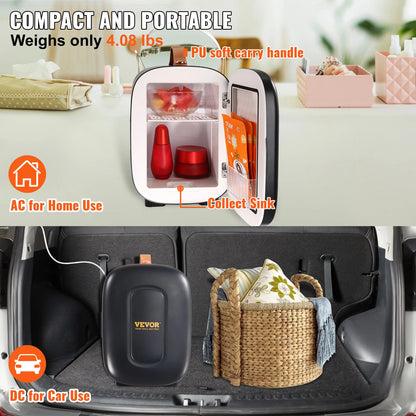 4L Mini Koelkast – Draagbare Koeler & Verwarming voor Cosmetica, Dranken en Maskers, Voor Thuis & Auto