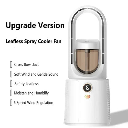Bladeloze USB Ventilator – Draagbare & Stilte Bevochtigende Ventilator met Nachtlamp