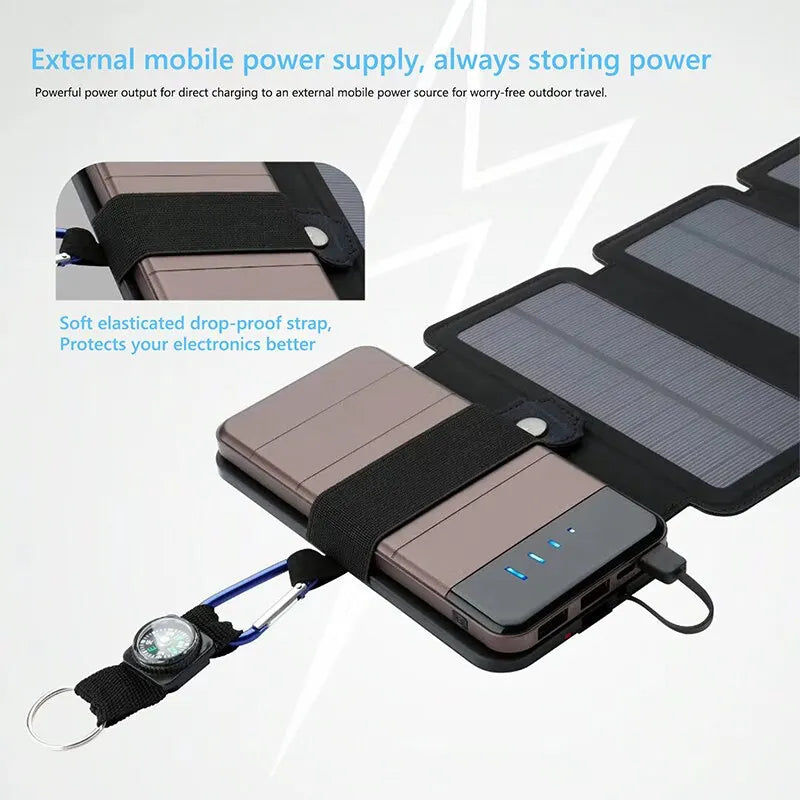 Faltbares Solar-Ladepanel – 5 V 1 A USB-Ausgang, tragbares multifunktionales Camping-Werkzeug