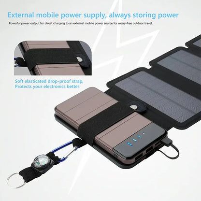 Faltbares Solar-Ladepanel – 5 V 1 A USB-Ausgang, tragbares multifunktionales Camping-Werkzeug
