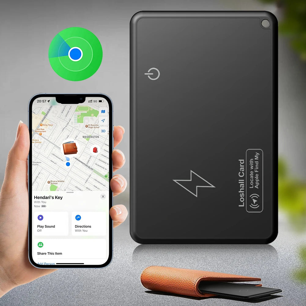 Ultradünne Brieftaschen-Tracking-Karte – GPS-Standort-Tracker mit kabelloser Aufladung für iPhone Find My App