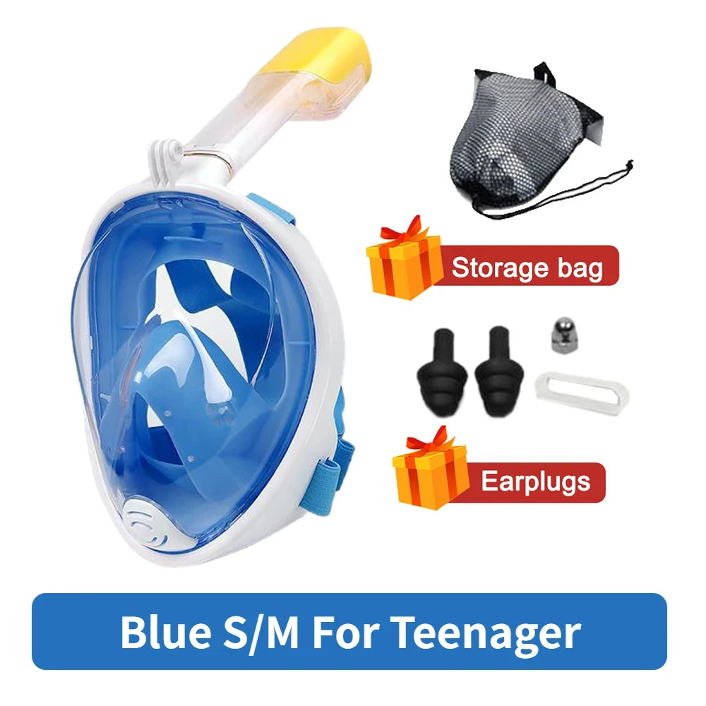 Full Face Snorkelmasker voor Kinderen en Volwassenen | Anti-Fog Duikmasker met Ademhalingsventiel voor Veilig Ademhalen