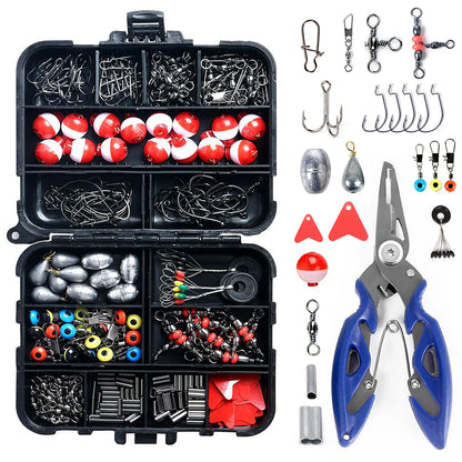 263-delige Visaccessoires Set met Tackle Box - Pliers, Jig Hooks, Sinkers, Swivels, Snaps, en Sinker Slides voor Vissen