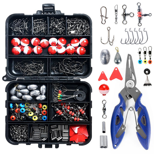 263-delige Visaccessoires Set met Tackle Box - Pliers, Jig Hooks, Sinkers, Swivels, Snaps, en Sinker Slides voor Vissen