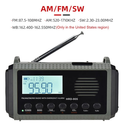Draagbare Noodradio met Handcrank – Solar Powered AM/FM/SW Radio, Powerbank & LED Zaklamp
