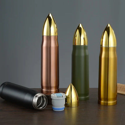 Bullet Thermos – Doppelwandige Edelstahlflasche im Militärstil für den Außenbereich (350 ml/500 ml/1000 ml)