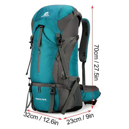 Wasserabweisender Wanderrucksack mit 70 l Fassungsvermögen – Outdoor-Kletter- und Campingrucksack mit Regenschutz, ideal für Reisen und Trekking