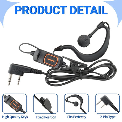 Baofeng-Headset – G-förmiger Ohrhörer mit Mikrofon und PTT für UV-5R, UV-13 PRO, UV-S9 Plus, AR-518 und mehr Walkie-Talkie-Zubehör