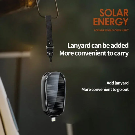 Mini Solar Keychain Powerbank – Draagbare Draadloze Pocket Charger met USB-C, Geschikt voor iPhone & Android