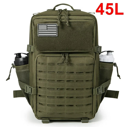 25L/45L Tactische Rugzak met Laser Cut MOLLE – Outdoor & Gym Rugtas met Bekerhouders voor Heren & Dames