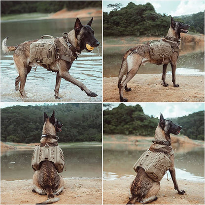 Taktisches Hundegeschirr mit Satteltasche – robuste Weste mit Metallschnalle und Satteltaschen für mittelgroße und große Hunde