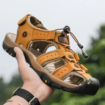 Zomerse Herensandalen – Ademend Kunstleren Gladiator Sandalen met Klittenbandsluiting, Casual en Strand Schoenen