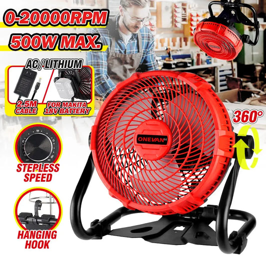 500W Draagbare Elektrische Camping Ventilator | Krachtige Draadloze Koelventilator