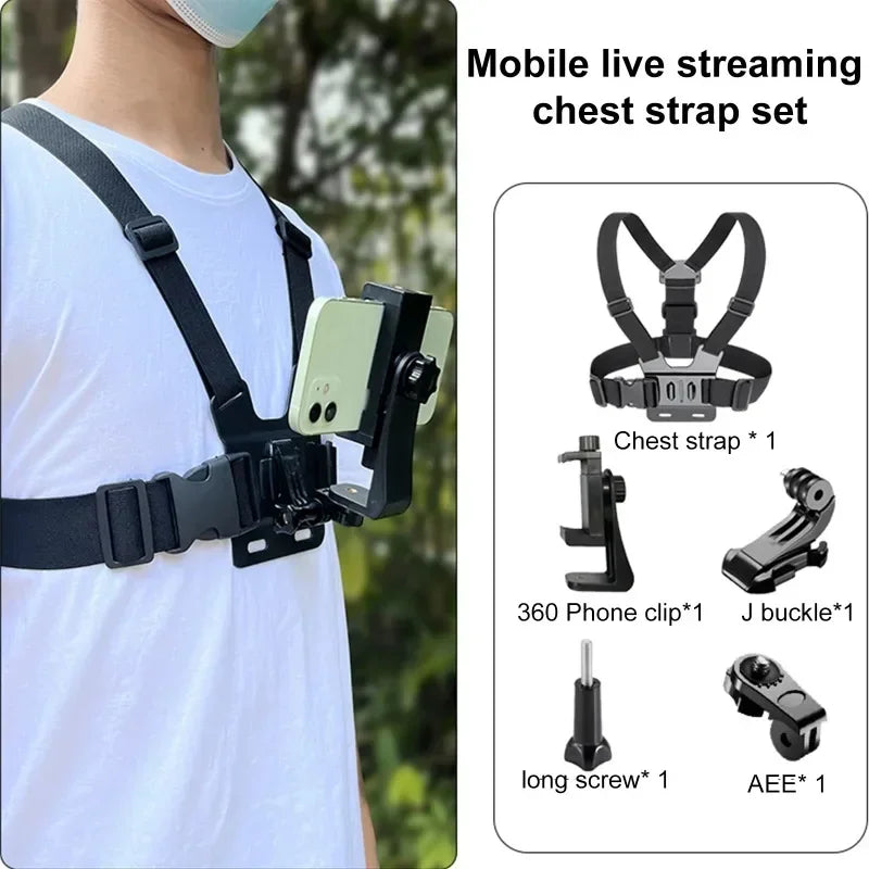 5-in-1 Mobiele Telefoon Borstbandhouder | Verstelbare Bevestigingssteun voor Video-opname en Live-uitzending