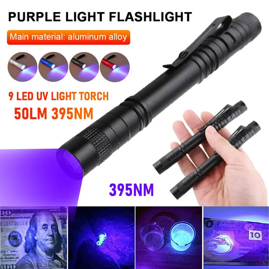Mini UV Zaklamp – 395nm LED Ultraviolet Zaklamp met Zoomfunctie voor Inspectie en Vlekdetectie