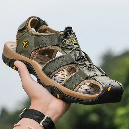 Zomerse Herensandalen – Ademend Kunstleren Gladiator Sandalen met Klittenbandsluiting, Casual en Strand Schoenen