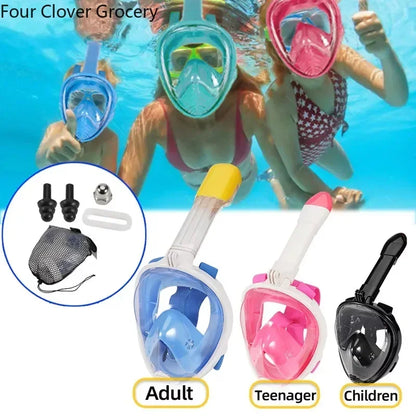 Full Face Snorkelmasker voor Kinderen en Volwassenen | Anti-Fog Duikmasker voor Veilig Ademhalen en Snorkelen