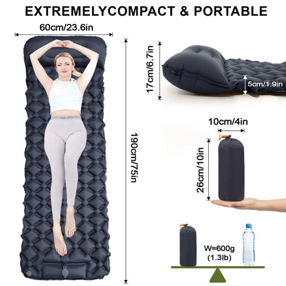 Opblaasbaar Outdoor Luchtbed – Enkel/Dubbel Slaapmatje voor Camping, Strand en Reizen