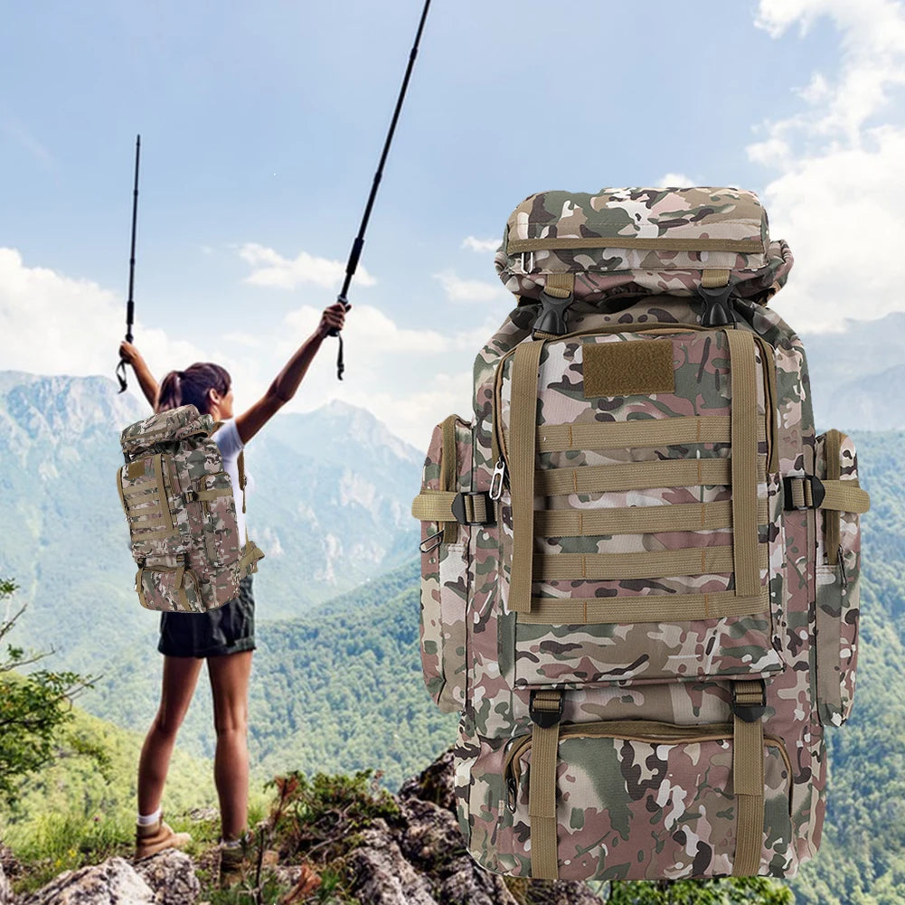 80L Taktischer Rucksack – Wasserdichter Bergsteigerrucksack mit großem Fassungsvermögen für Wandern und Outdoor