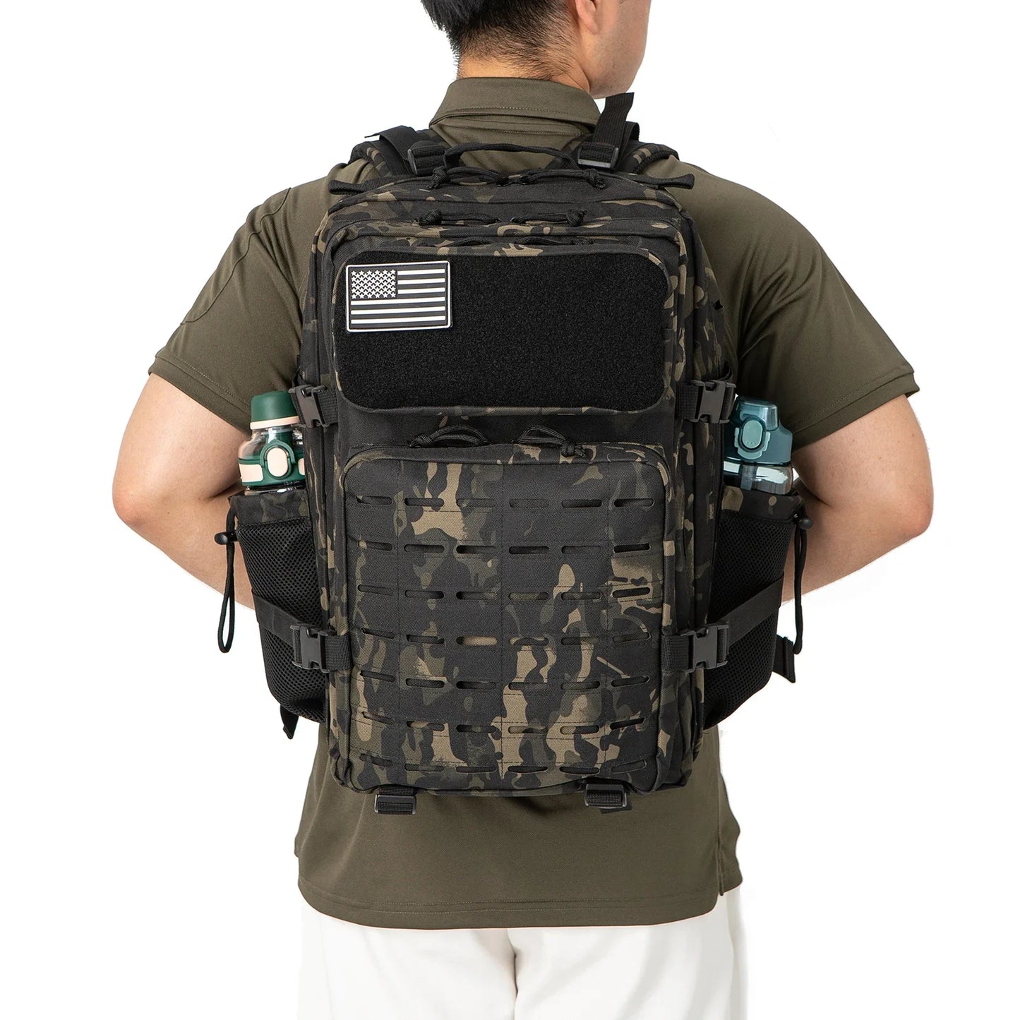 25L/45L Tactische Rugzak met Laser Cut MOLLE – Outdoor & Gym Rugtas met Bekerhouders voor Heren & Dames