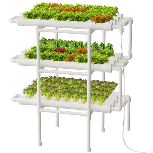 Hydroponic Growing System Kit – 3-lagige, 108 Pflanzstellen, erdlose Wachstumslösung für Zimmergemüse und Kräuter