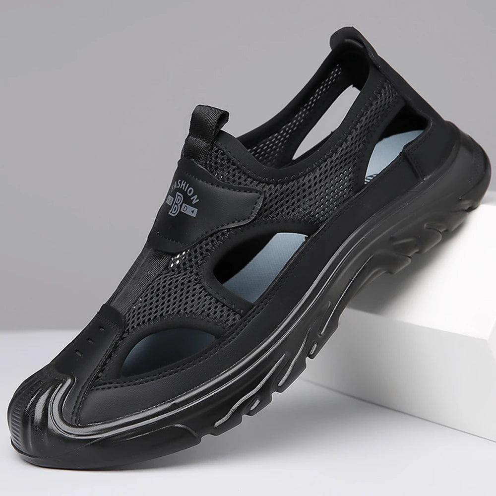 Zomerse Ademend Heren Baotou Sandalen – Lichtgewicht Gladiator Sandalen met Mesh, Anti-slip & Casual Strand Schoenen