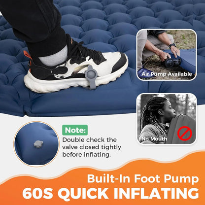 Doppelte aufblasbare Campingmatratze – extra breite, ultraleichte Isomatte mit integrierter Pumpe