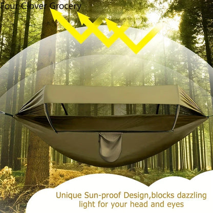 3-in-1 Camping Hammock with Mosquito Net and Sun Shelter – Durable Outdoor Hammock for Travel, Backpacking, and Parks