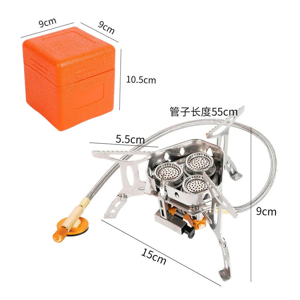 3-Koppige Gasbrander – Draagbare Vouwbare Campingkachel 5800W, Outdoor Hiking & BBQ
