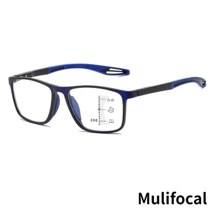 TR90 Multifocale Leesbril - Anti-blauw Licht Bril voor Mannen en Vrouwen, Ultralichte Progressieve Bril voor Dichtbij en Veraf
