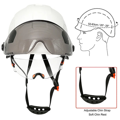 CE Certified Safety Helmet with Visor, Built-in Goggles &amp; Earmuffs – Hard Hat for Engineers &amp; Industrial Work – Head Protection to ANSI Standards
